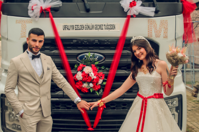 Edirne'de bir damat gelini evinden tırı ile aldı