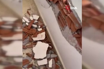 Bursa'da inşaat çalışması yan binaya zarar verdi