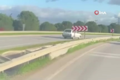 Bursa’da trafik terörü: Ters şeritten ilerleyen araç böyle tehlike saçtı