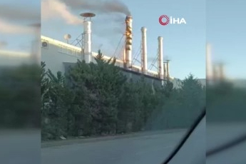 Bursa'da fabrika bacasında yangın çıktı
