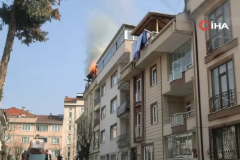 Bursa'da apartman terasında korkutan yangın
