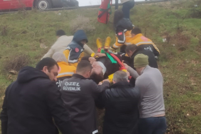 Mardin'de yol kenarına devrilen otomobilin sürücüsü yaralandı