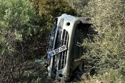 Aydın Kuşadası’nda araç şarampole yuvarlandı: 1 yaralı