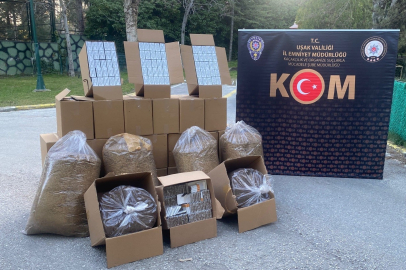 Uşak'ta çok sayıda kaçak makaron ve tütün ele geçirildi