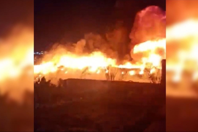 Erbil'de İHA'nın isabet ettiği bölgede yangın çıktı