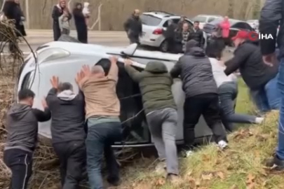 Bursa'da bayramda korkutan kaza: Yoldan çıkarak takla attı
