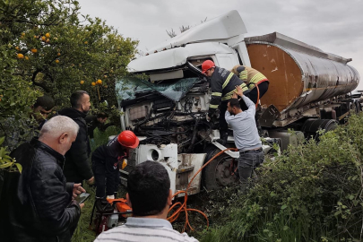 Hatay Erzin’de tanker narenciye bahçesine uçtu