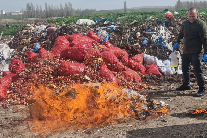 Çorum Alaca'da kaçak sigara ve alkol yakılarak imha edildi