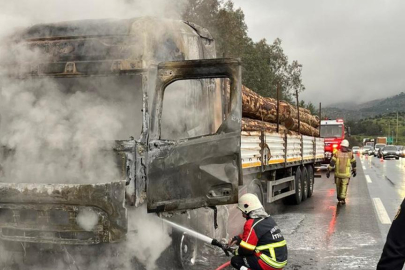 Seyir halindeki tır küle döndü