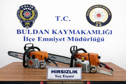 Denizli'de 100 bin liralık motorlu testereleri çalan hırsızlar polisten kaçamadı