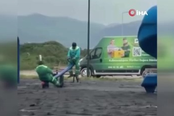 Bursa'da temizlik işçilerinin görüntüsü gülümsetti