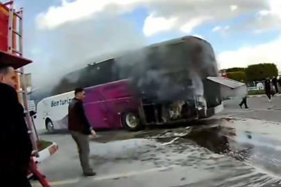 Mersin'de yolcu otobüsünde çıkan yangın büyümeden söndürüldü