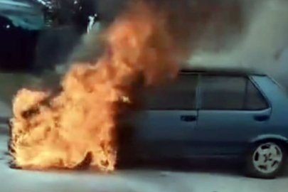 Ordu'da park halindeki otomobilde yangın