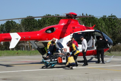Kalp krizi geçiren hastanın imdadına ambulans helikopter yetişti