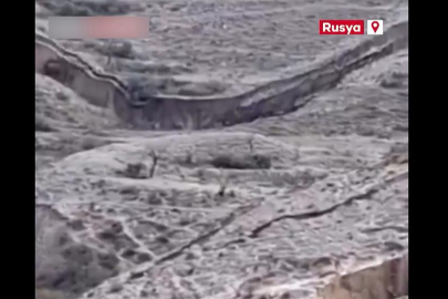 Rusya Dağıstan'da dev toprak kayması gündem oldu: Yamaç çöktü!