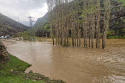 Hakkari'de dere taştı, yol kapandı
