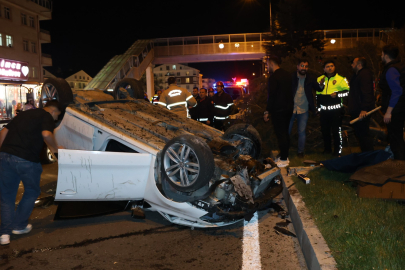 Nevşehir'de köpeğe çarpmamak için manevra yapınca takla attı: 2 yaralı