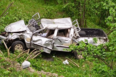 Trabzon’da kamyonet fındık bahçesine uçtu: 1 ölü