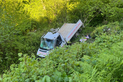 Samsun'da kereste yüklü kamyonet dere yatağına devrildi: 1 ölü, 2 yaralı