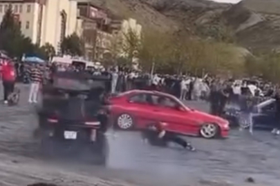Çankırı'da fuarda otomobil ile drift atan sürücü görevliye çarptı