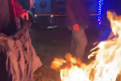 Elazığ'da yangına giden itfaiye aracı çamura saplandı