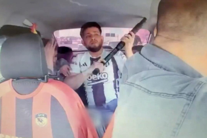 Rehine alınan taksicinin saldırganı engellediği anlar kamerada
