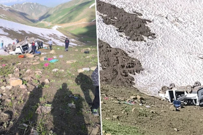 Hakkari'de işçileri taşıyan minibüs, uçuruma yuvarlandı: 1 ölü, 7 yaralı