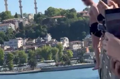 İstanbul Haliç Köprüsü’nde gençlerin tehlikeli atlayışı kamerada