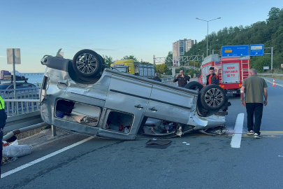 Rize'de bariyerlere çarpan otomobil takla atarak sürüklendi: 4 yaralı