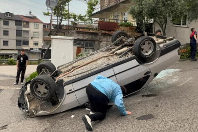 Zonguldak'ta freni boşalan Tofaş takla attı: 2 yaralı