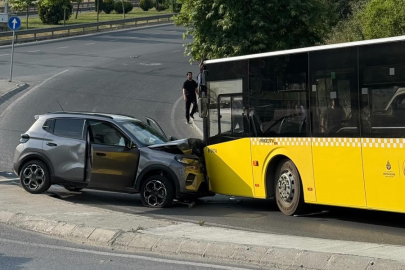 İstanbul'da motosiklete çarpmamak için manevra yapınca karşı şeride geçip otobüse çarptı: 1 yaralı