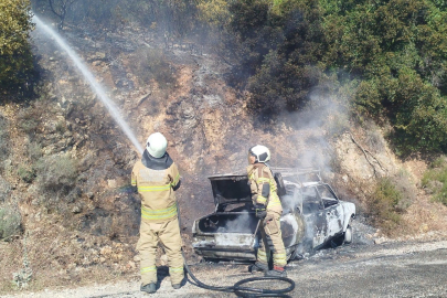 İzmir'de otomobil yangını korkuttu