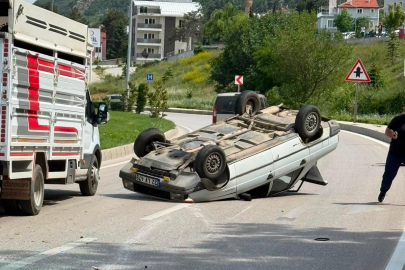Isparta Eğirdir’de takla atan otomobilin sürücüsü yaralandı