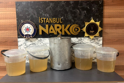 İstanbul Güngören'de uyuşturucu operasyonu: Alüminyum kazandan 40 kilo sıvı metamfetamin çıktı