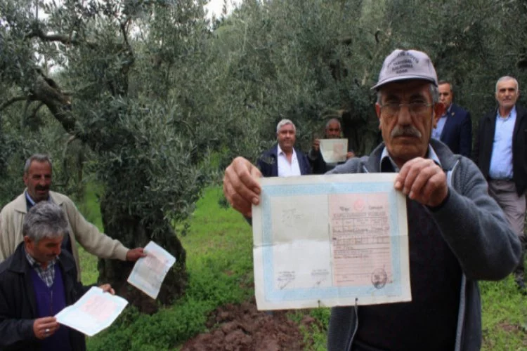 Bursa'da arazileri ellerinden alınan köylülerden eylem