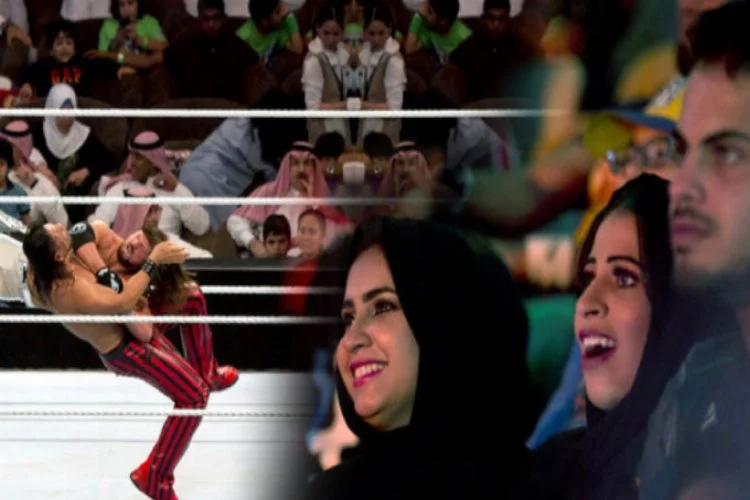 Suudi kadınlar Amerikan güreşçilerine hayran kaldı
