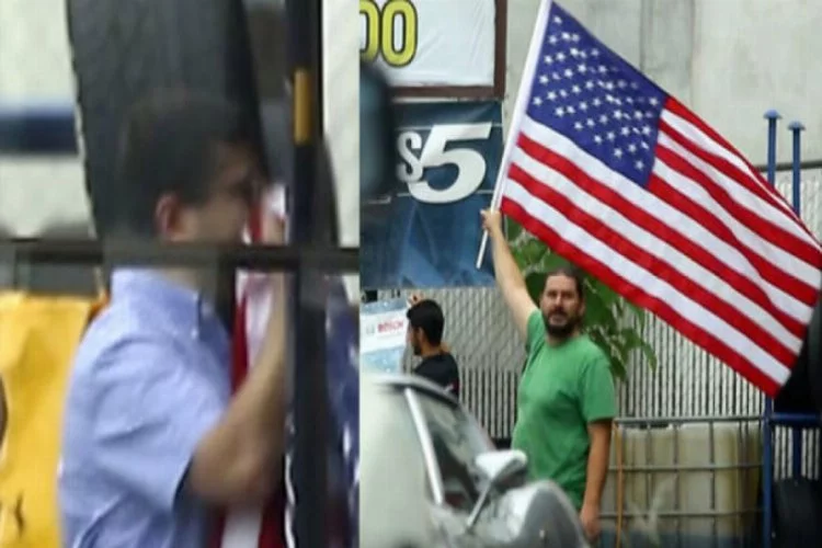 Adil Öksüz'ün kayınbiraderi ABD bayrağını öperken görüntülendi