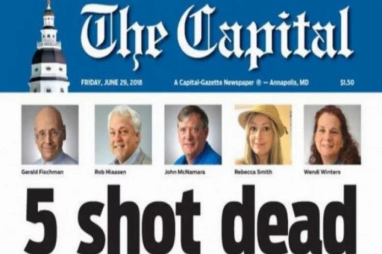 ABD'de silahlı saldırıda 5 çalışanı ölen gazete bugünkü baskısı!