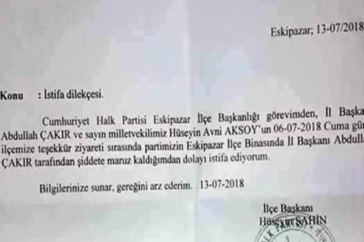 CHP'li başkandan 'şiddet' istifası!