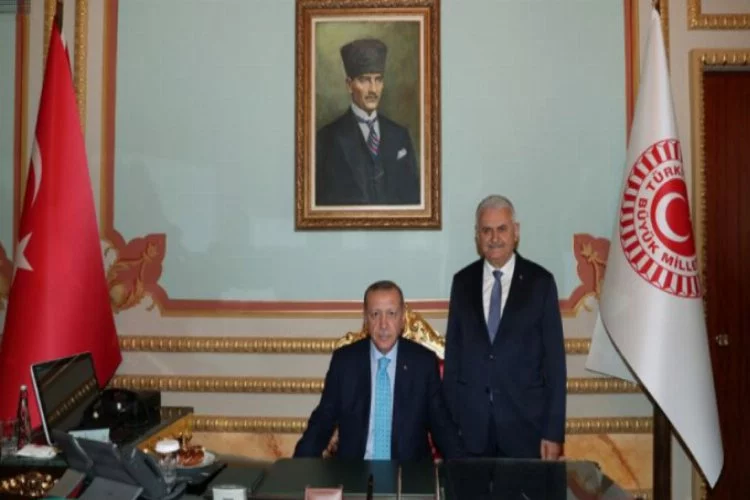 Cumhurbaşkanı Erdoğan'dan TBMM Başkanı Yıldırım'a makamında ziyaret