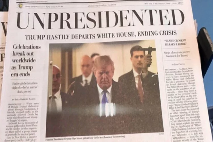 Dünya bu manşeti konuşuyor: Trump istifa edip Kırım'a kaçtı