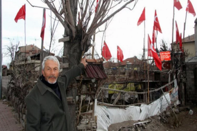 Türk bayraklarıyla evini donattı