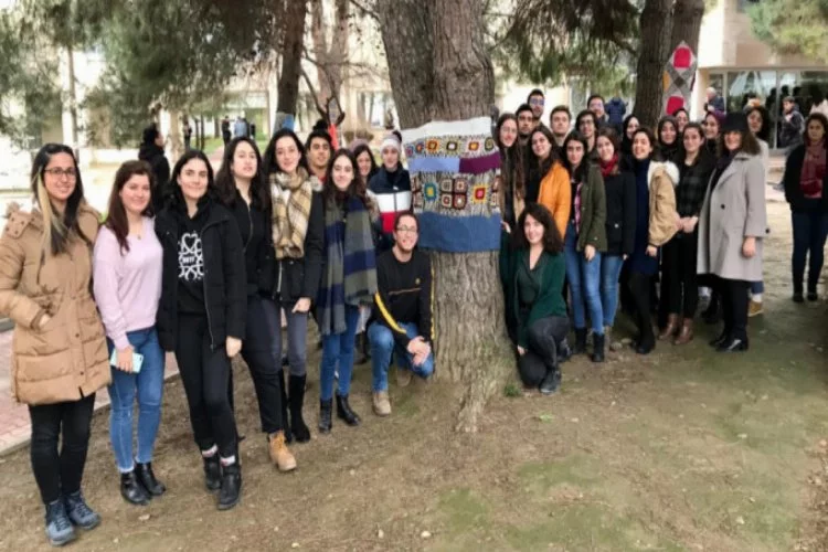 Bursa'da üniversiteliler ağaçları giydirdi