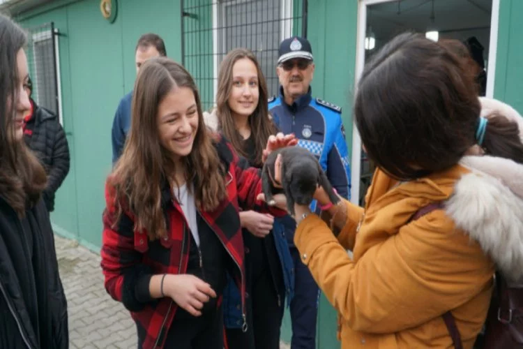 Bursa'da öğrenciler barınakta can dostlarıyla buluştu