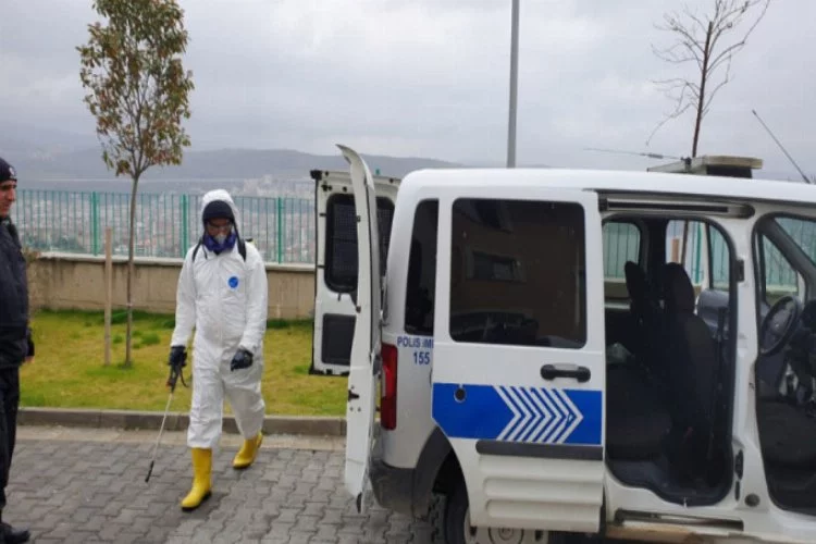 Bursa'da polis araçlarına koronavirüsü tedbiri