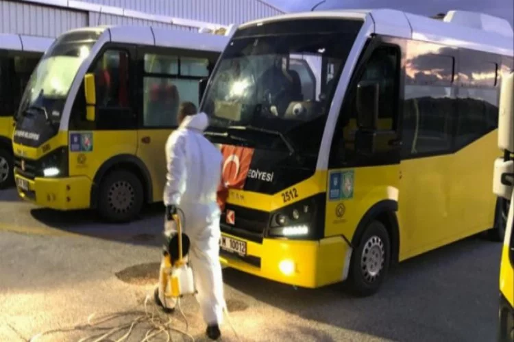 Bursa'da halk otobüslerine koronavirüs temizliği