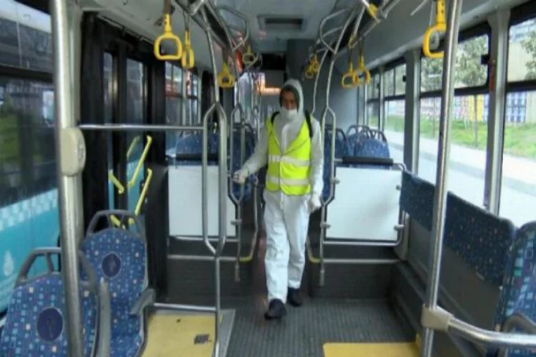 Özel halk otobüsleri dezenfekte edildi