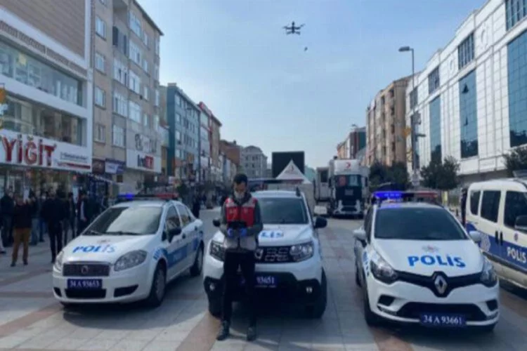 Polisten drone ile 'Evde kal' uyarısı