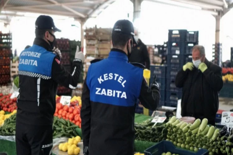 Bursa Kestel'de pazar yerlerinde virüs tedbirleri