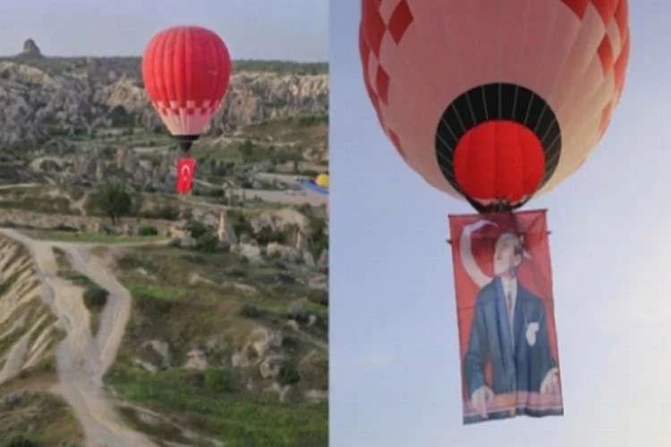 Türkiye'nin ilk yerli balonu Atatürk ve Türk Bayrağı ile havalandı
